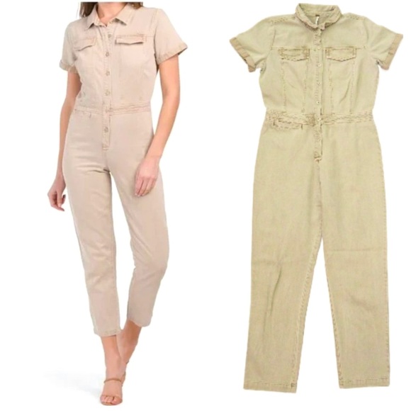 Young Fabulous & Broke Denim Short Sleeve Coverall Jumpsuit sz S - Picture 1 of 5